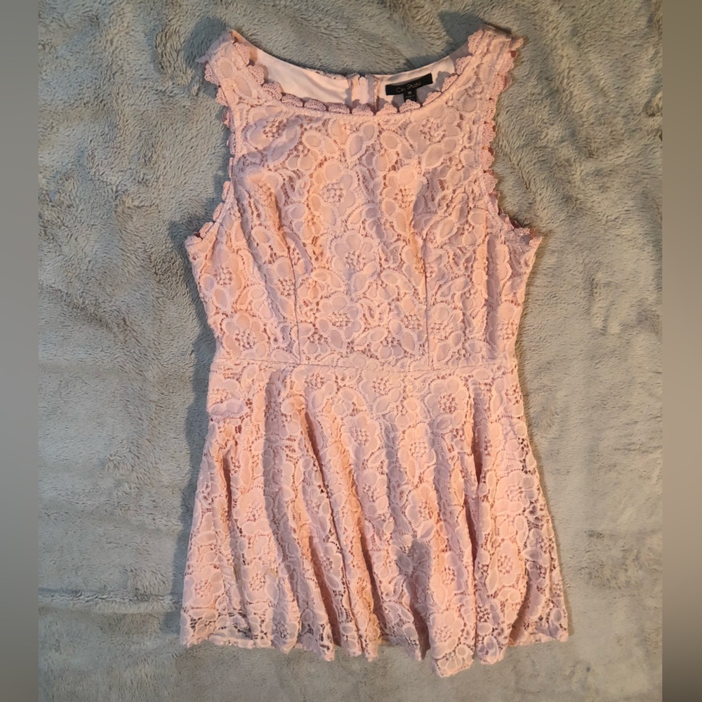 CITY STUDIO Juniors 15 Pink Sleeveless Lace Knee Length Dress